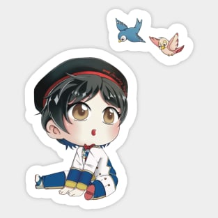 Surprised Neige LeBlanche Chibi with Birds Sticker